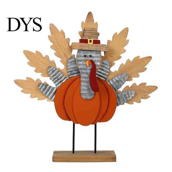 Desktop Figurine Decorations Thanksgiving Turkey Decoration, Wooden Standing Ornament, Autumn Tabletop Gift Souvenirs Centerpiece for Fall Harvest