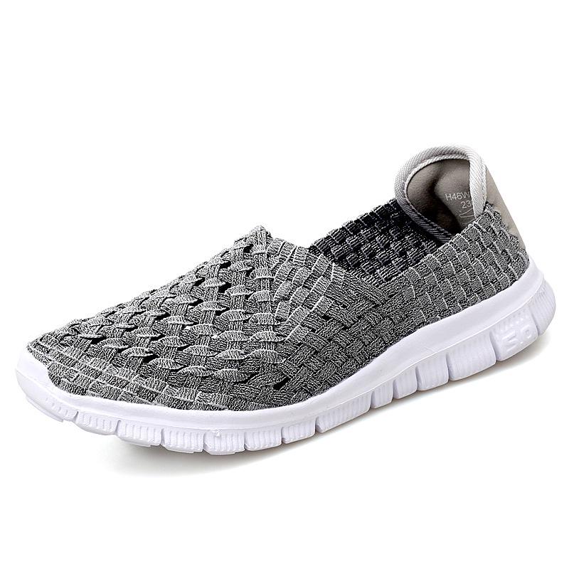 Damen Sneakers Sommer Atmungsaktiv Leichte Slipper Damen Flache Schuhe Damen Loafer Manuell Gewebte Flache Damen Freizeitschuhe