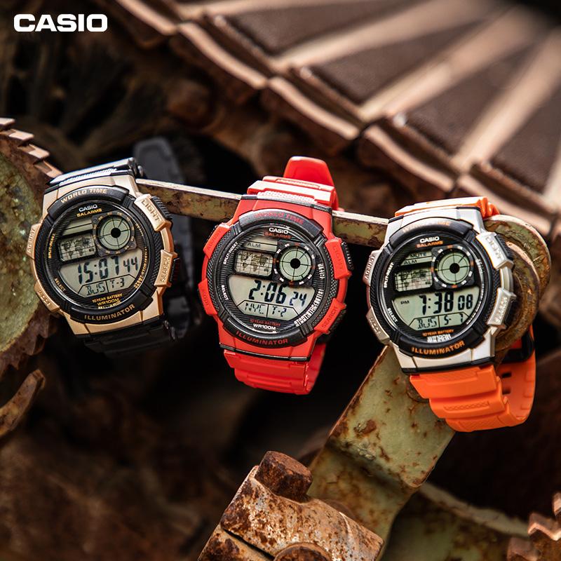 Casio YOUTH Series-Disc Digital Display Fashionable Retro Simple Casual LCD Display Sports Waterproof Quartz Movement Resin Strap AE-1000W-4BV