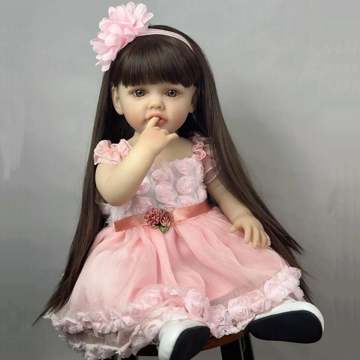 

BZDOLL 55cm Full Body Soft Vinyl Doll Reborn Baby 22inch Princess Newborn Lifelike Bebe Girl Toddler Art Toy Christmas Gift for Kids vinyl body doll