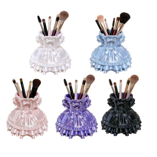 Boîte de rangement pour pinceaux de maquillage Forme de robe de princesse Porte-stylo imprimé en 3D