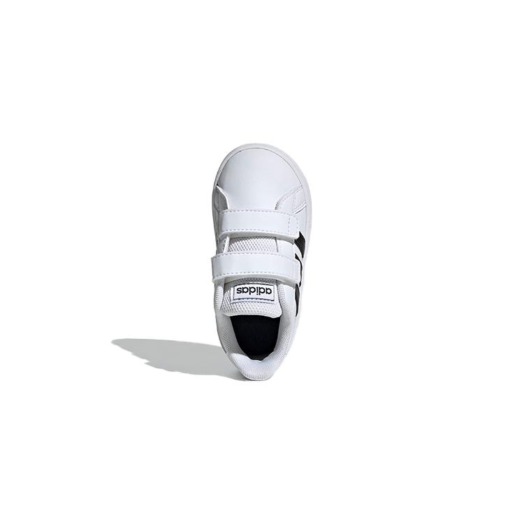 Adidas Neo GRAND COURT Hook and loop Abrasion Resistant Low top Skateboard Shoes White Black Infant And Toddler EF0118