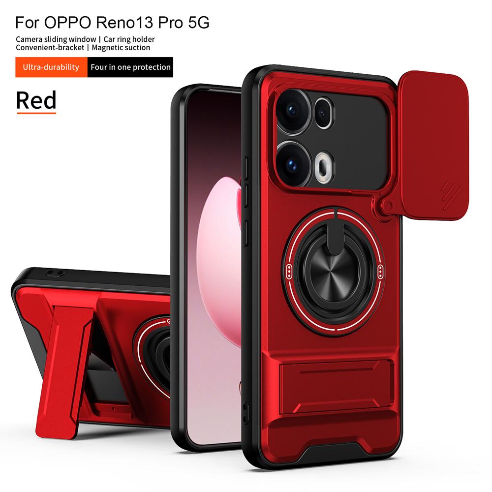 KEYSION Magnetic Phone Case for OPPO Reno13 Pro 5G Reno13 F 5G Slide Camera Protection Upright Kickstand Ring Shockproof Cover