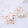 Women Hairpin Alloy Simple Style Geometry Round Triangle Love Pearl Side Clip Hairwear