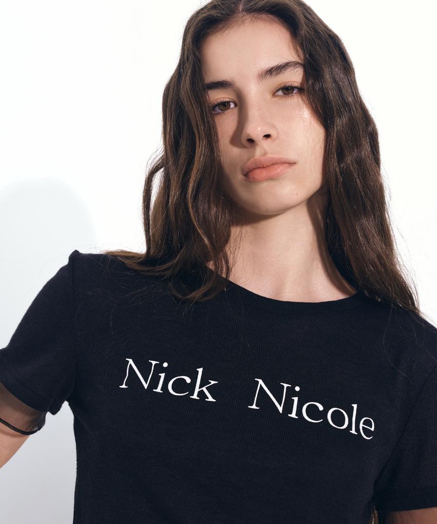 Nigaennikol Nicole Sheer Layered Logo Top_Black