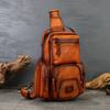 Men's Chest Bag, Genuine Leather, Men's Retro Bag, Handcrafted Leather Bag, Single-shoulder Crossbody Bag, Men's Soft Leather, Casual