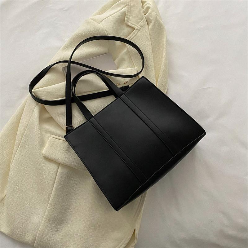 2023 New Summer Fashion Simple Chic Pu Tote Bag Street Style Shoulder Bag чёрный