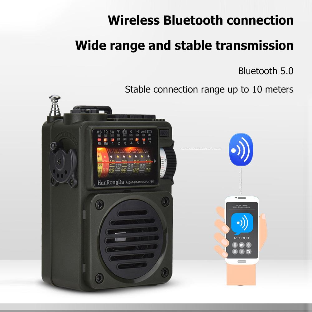 HRD-700/ Full Band Radio Music Player Portable FM/MW/SW/WB Radio Receiver Bluetooth Speaker Support Bluetooth TF Card Playback