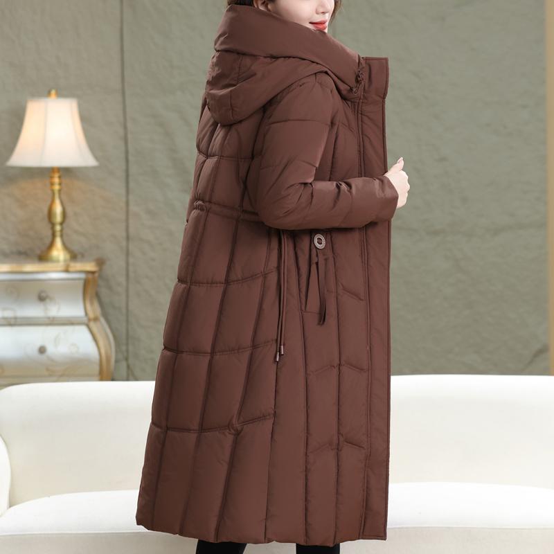 Plus Size XL-5XL Middle Age Women Long Coats Winter Parkas Hooded Thick Warm Elegant Women's Jackets
