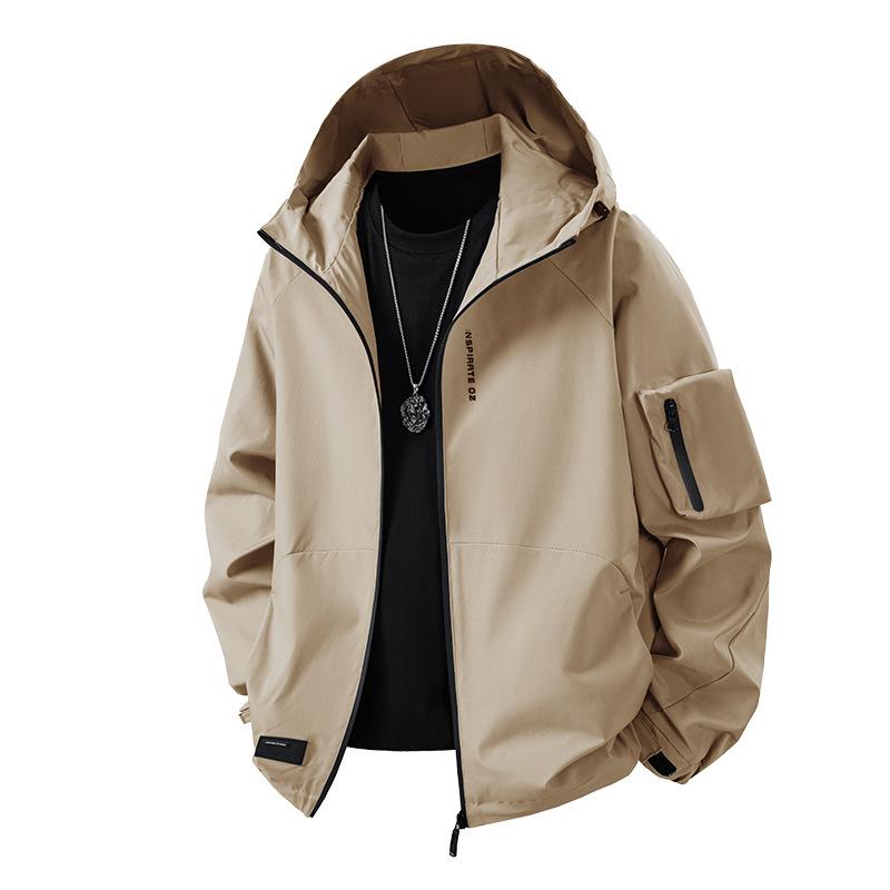 

Autumn and winter new fashion casual hooded trench coat loose versatile jacket men s and women s tooling versatile 4XL