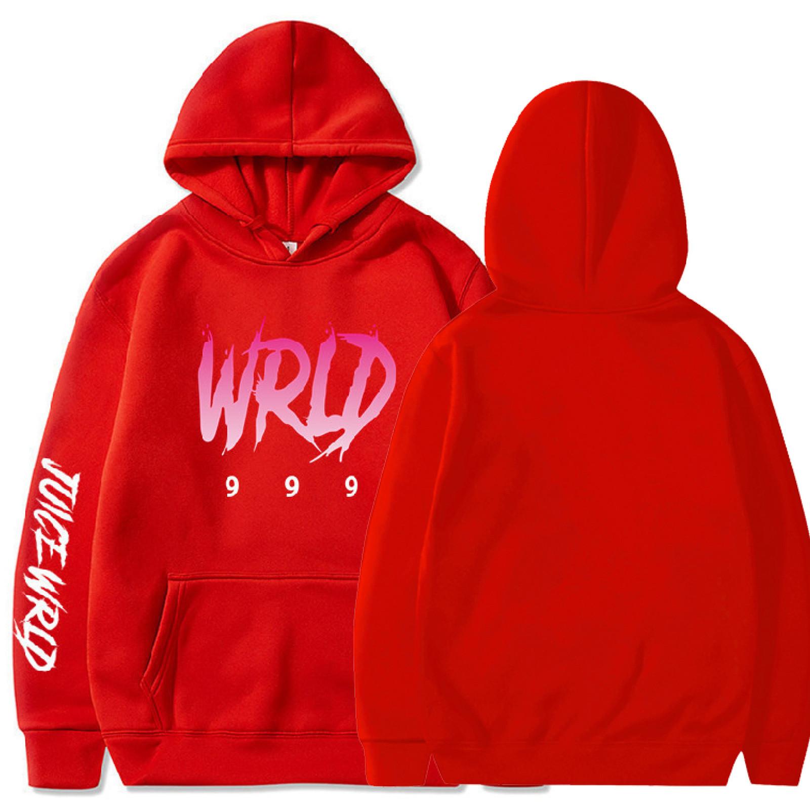 

Женский плюшевый свободный пуловер с длинными рукавами, буквенным принтом и толстовкой из веревки XL красный