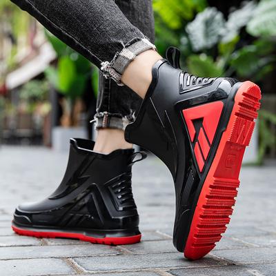 Rain Shoes Men's Fashion Outer Wear Waterproof Shoes Wear-resistant Thickened Rubber Shoes Fishing Rain Boots Non-slip Rain Boots
