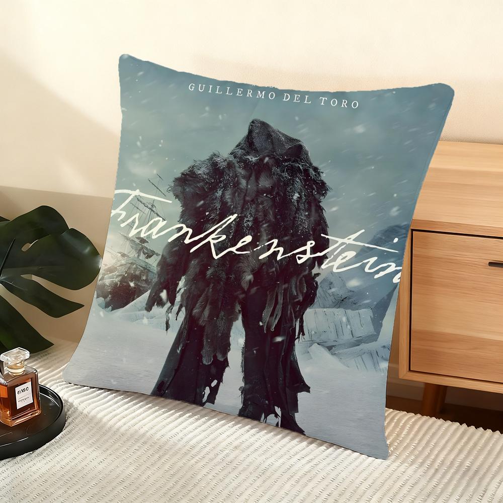Cushion Cover Silky Short Plush Home Sofa Cushion Cover  Invisible Zipper Home Decoration Frankenstein Movie