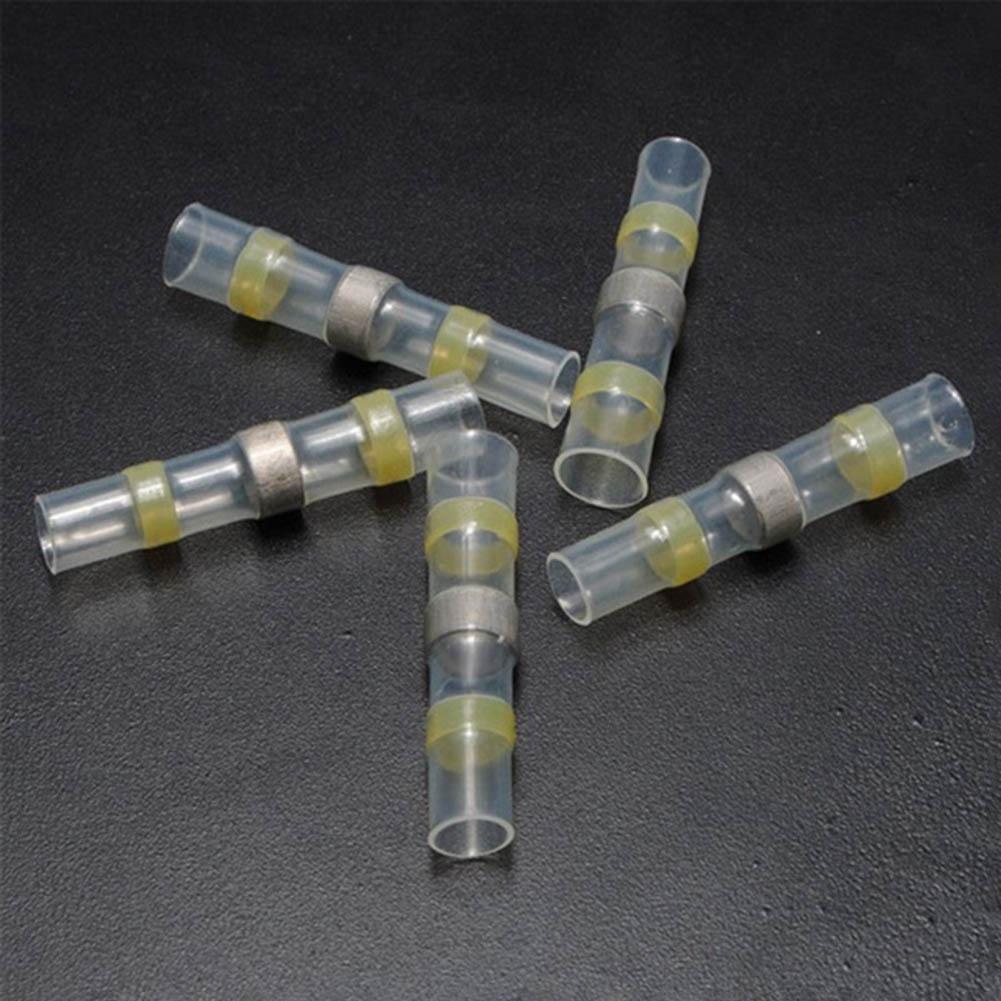 Heat Shrinkable Wire Connectors 10pcs Waterproof Sleeve AWG22-18 Butt Electrical Splice Tinned Solder Seal Terminal