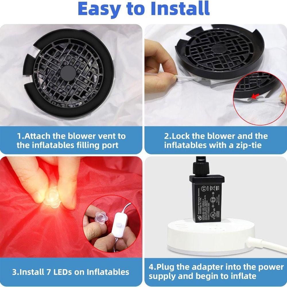 Mini 12V 0.8A Inflatables Blower LED Light Strings High Power Air Blower Durable Univesal Blower Fan Holiday Display