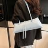 Y2K French Stick Handbag Solid Color Texture Underarm Bags All-match PU Shoulder Bag  Women