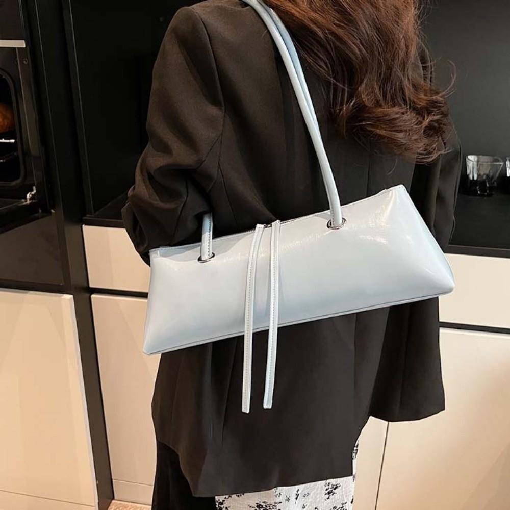 Y2K French Stick Handbag Solid Color Texture Underarm Bags All-match PU Shoulder Bag  Women