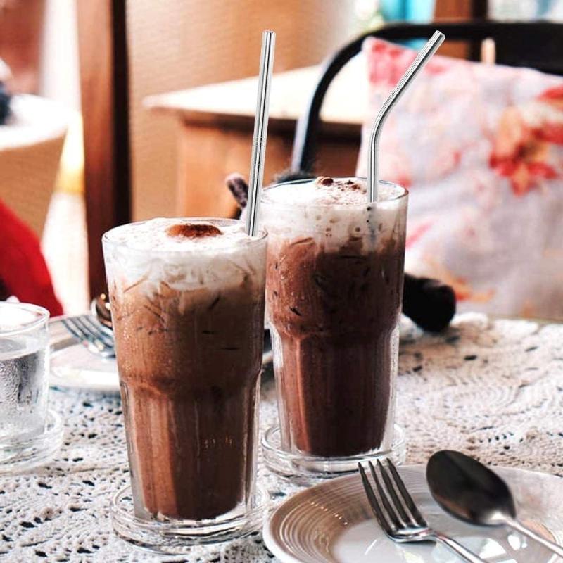 4PCS Stainless Steel Straw Reusable Metal Drinking Straw With Cleaner Brush For Home Party Barware Bar Accessories