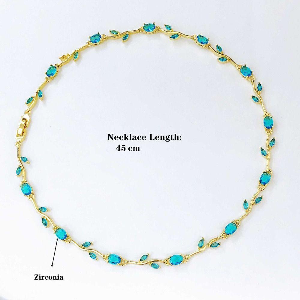 Multicolour Rose Flower Necklace Light Luxury Crystal Leaf Necklace Zircon Necklace Women Girls