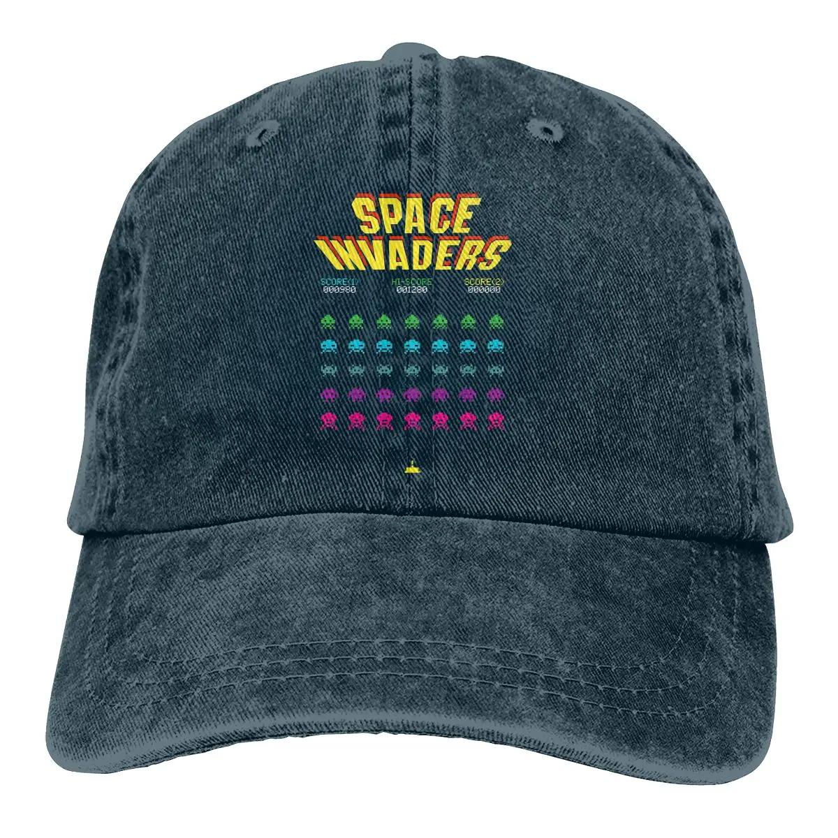 

Регулируемая однотонная бейсболка Space Invaders из стираного хлопка 70-х 80-х годов, женская спортивная кепка Adjustable темно-синий
