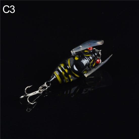 1 Pc 4cm Fishing Tackle Lure Top Water Plastic Insect Cicada Bass Hard Bait