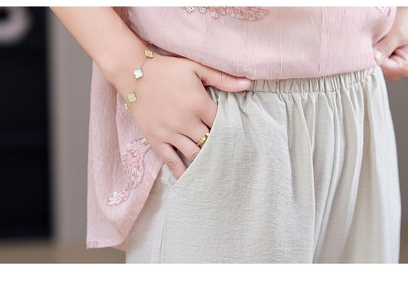 Mom's Summer Chic Chinese-Style Loose T-Shirt Set for Women