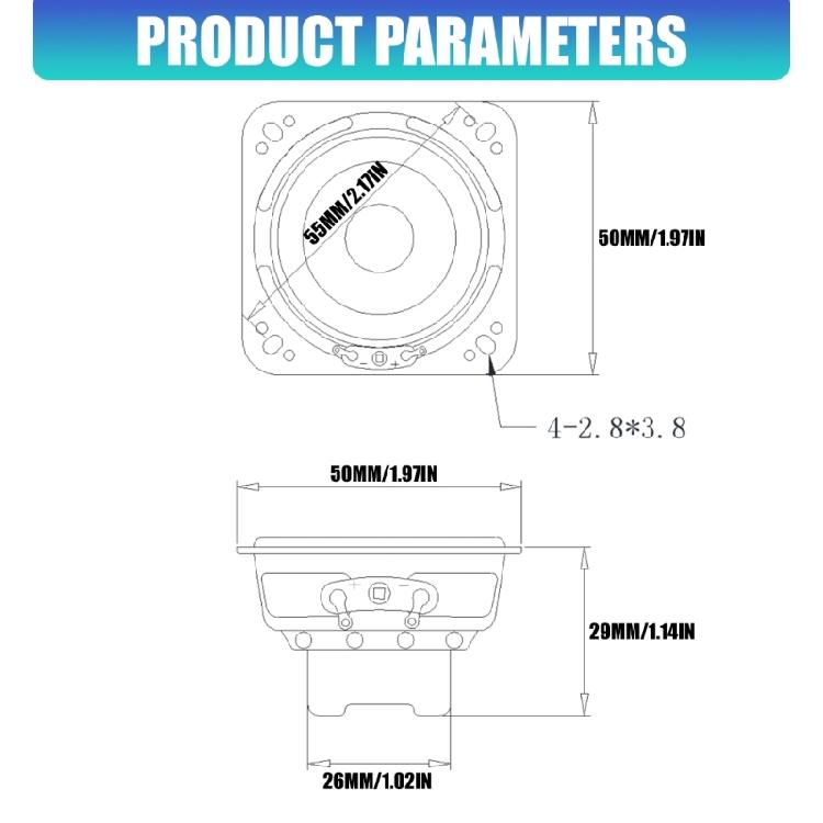 Compactly 2Inch 50mm Neodymium Speaker 10W 4Ohm Perfect For DIY Auditory Projects And Upgrades
