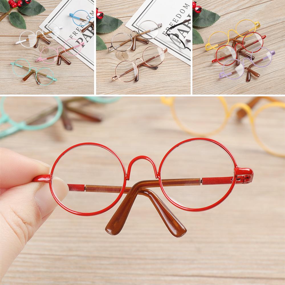 Miniature Doll Eyewear Classic Retro Metal Round Frame Spectacles Doll Toy Mini Glasses For 12/18 Inch Dolls Colorful Eyeglass