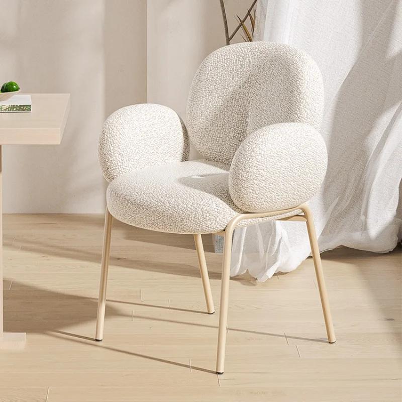Floor Minimalist Designer Dining Chair Luxury White Lamb Simple Modern Dining Chair Room Lounge Family  Furniture