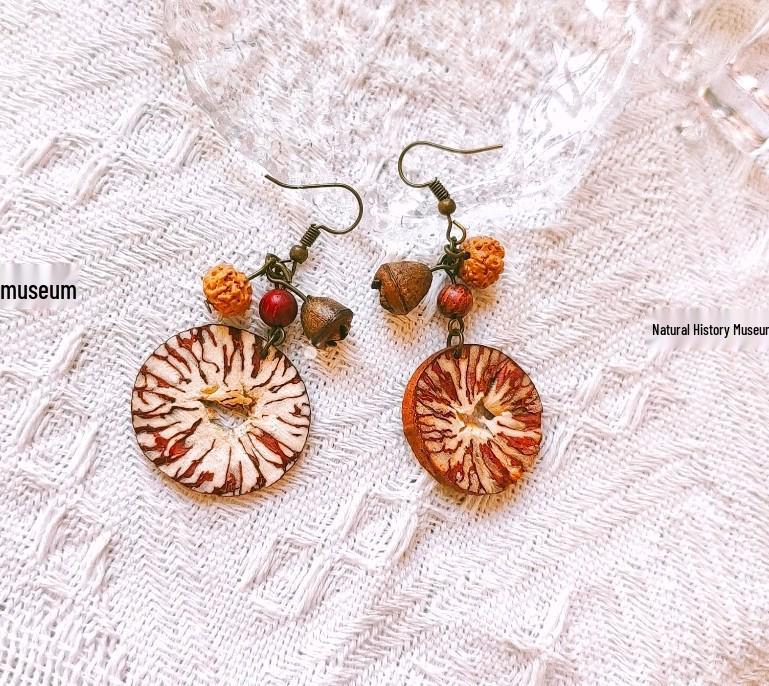 Zapfen Eichel Handgefertigt Echte Pflanze Ohrstecker, Umwandelbar in Ohrclips