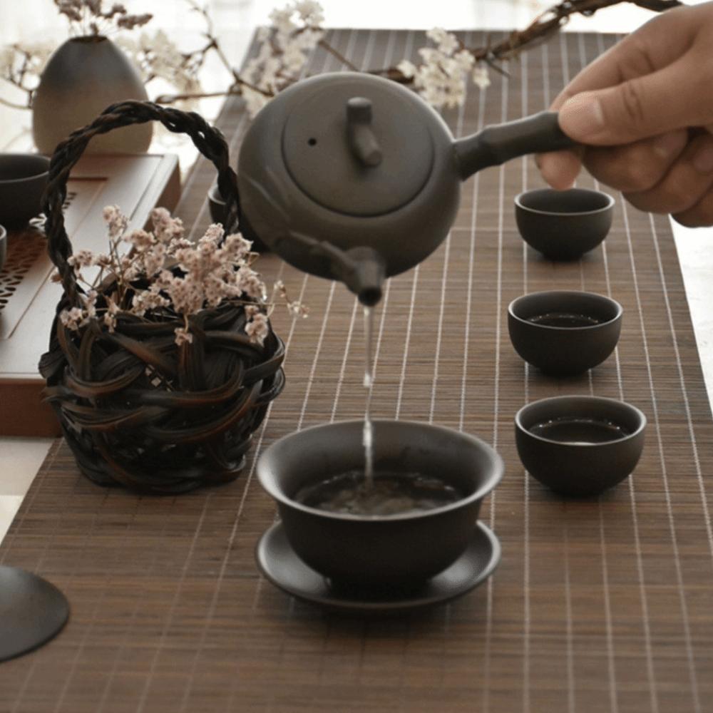 Japanese Style Natural Bamboo Tea Table Runner Insulated Vintage Tea Table Mat Cutting Traditional Table Pad Tea Room