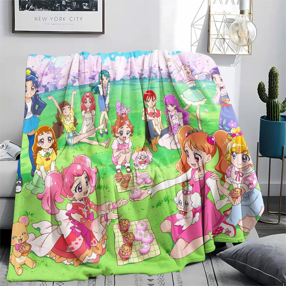 Pretty Cure All Characters pattern Flannel Blanket, High quality Comfortable for All Seasons, Home Decor, Warmth and Comfort, Perfect for Gifts.