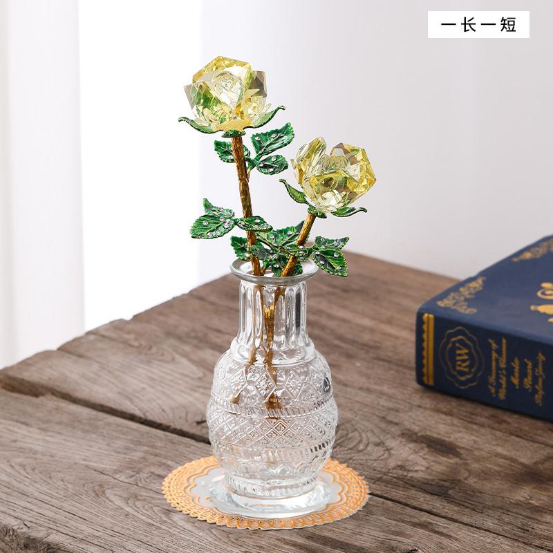 Mother's Day Crystal Crafts Rose Ornament Valentine's Day Girlfriend Wife Holiday Gifts Living Room Ornaments