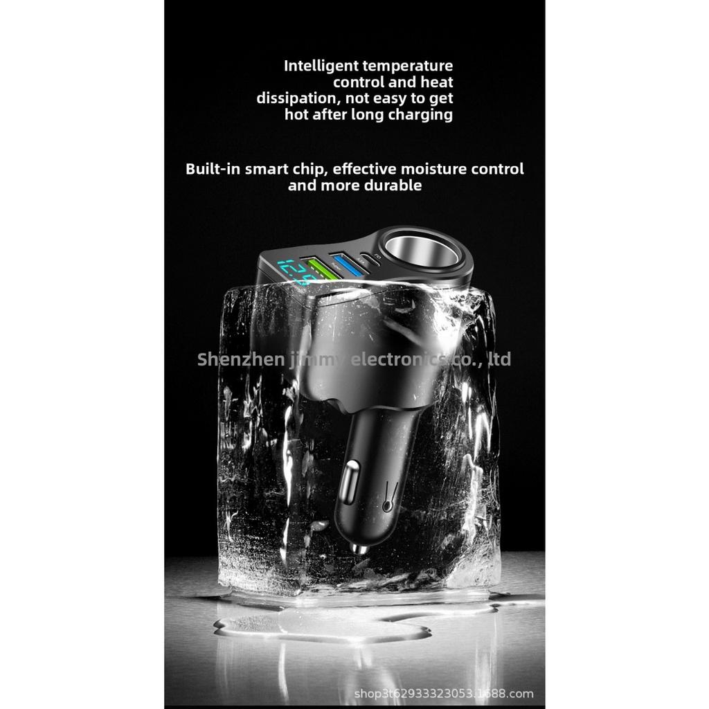 Neues digitales 66W Autoladegerät, Eins-zu-Zwei Zigarettenanzünder-Umwandlung, Multifunktionales Dual-USB Handy-Ladegerät