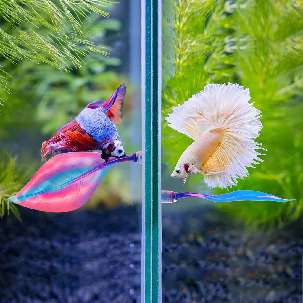WILLBOND 2 Pcs Blue Pink Silicone Betta Fish Bed Leaf Hammock Betta Fish Tank Accessories Decorations for Aquarium Ornaments, Practical Resting Spot,