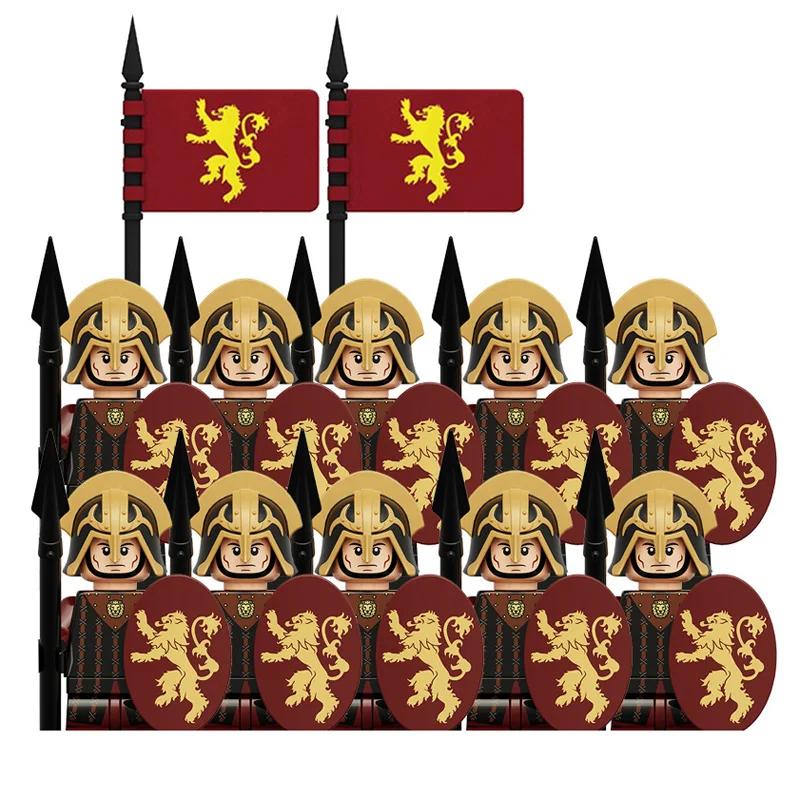 Medieval Knight Armored Troops Ancient Army Soldiers Mini Weapon Equipment Flag Model Building Blocks Kids Toys Birthday Gifts