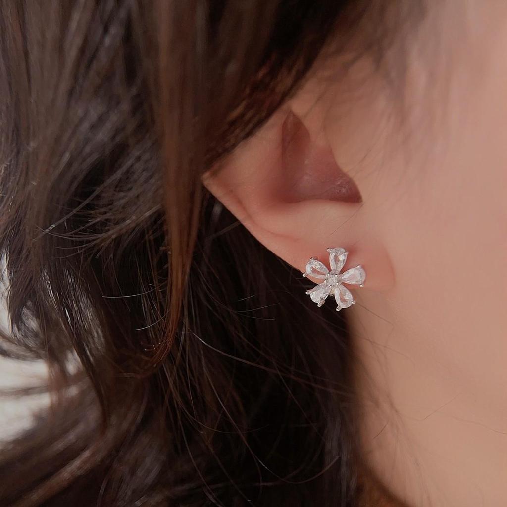 Cherry Blossom Stud Earrings - Simple Silver Fashion Jewelry