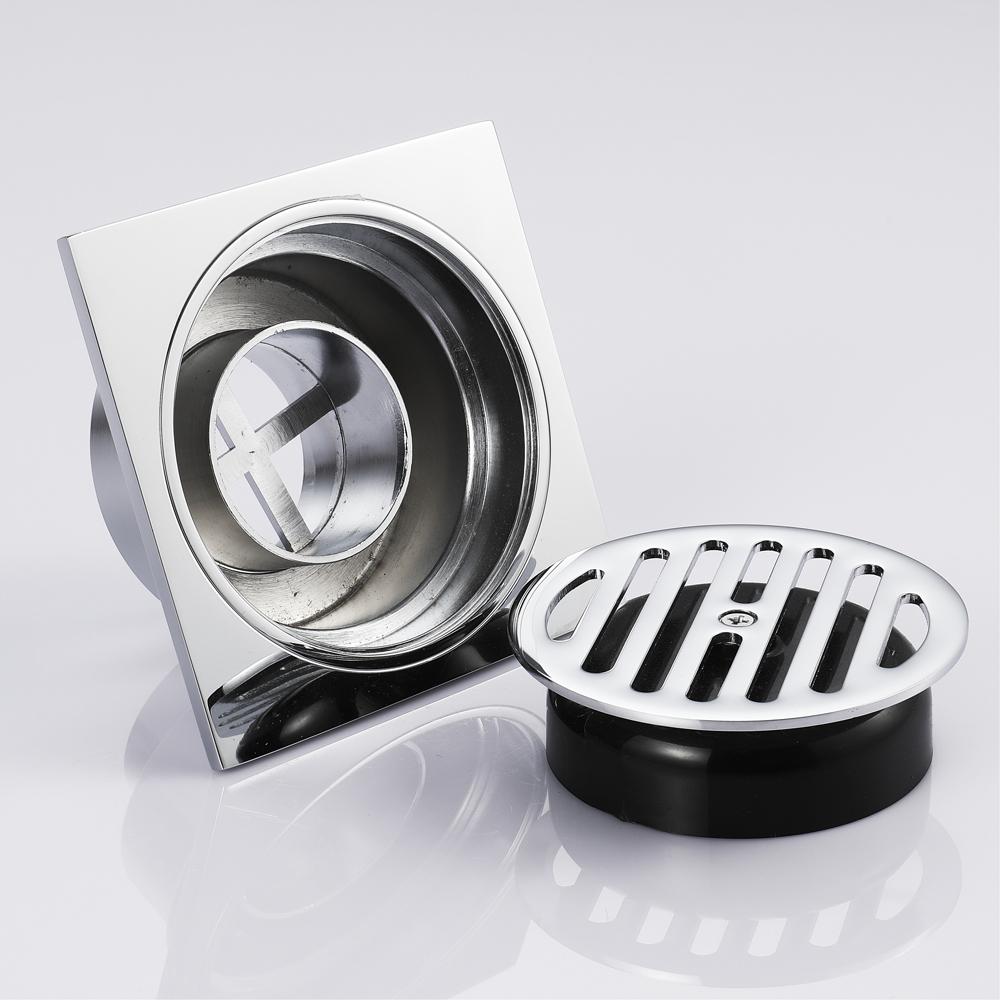 Bathroom Accessories 113*113mm Shower Floor Drain Can Insert Tiles Floor Drain Cover Brass Anti-odor Floor Drain Chrome