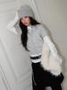MEENDERI Flower Eyelet Angora Beanie - Gray
