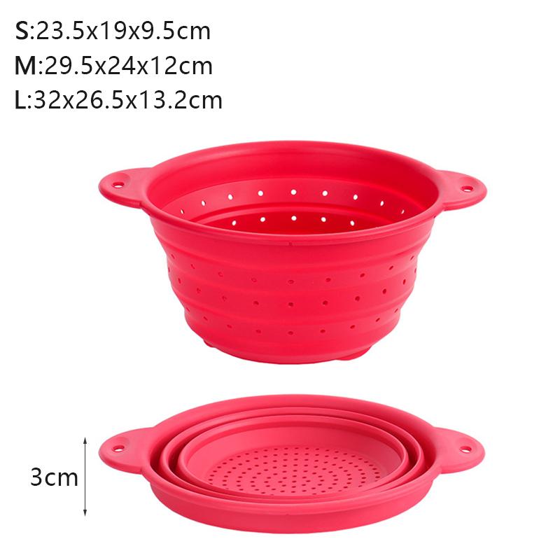 Thickening Foldable Drain Basket Silica Gel High Temperature Resistance Kitchen Fruits Vegetable Basket Food Grade Multi Purpose
