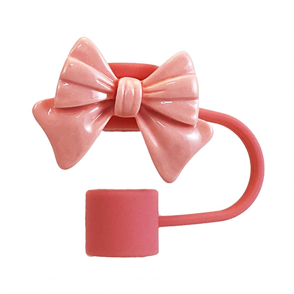 Pink Bow Straw Covers Cap Toppers for Stanley Tumblers Straw Tips Lid Protectors for 10mm Diameter Straws Cup Accessories