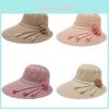 Sun Protection Wide Brim Cotton Straw Hat For Summer Beach Casual Women