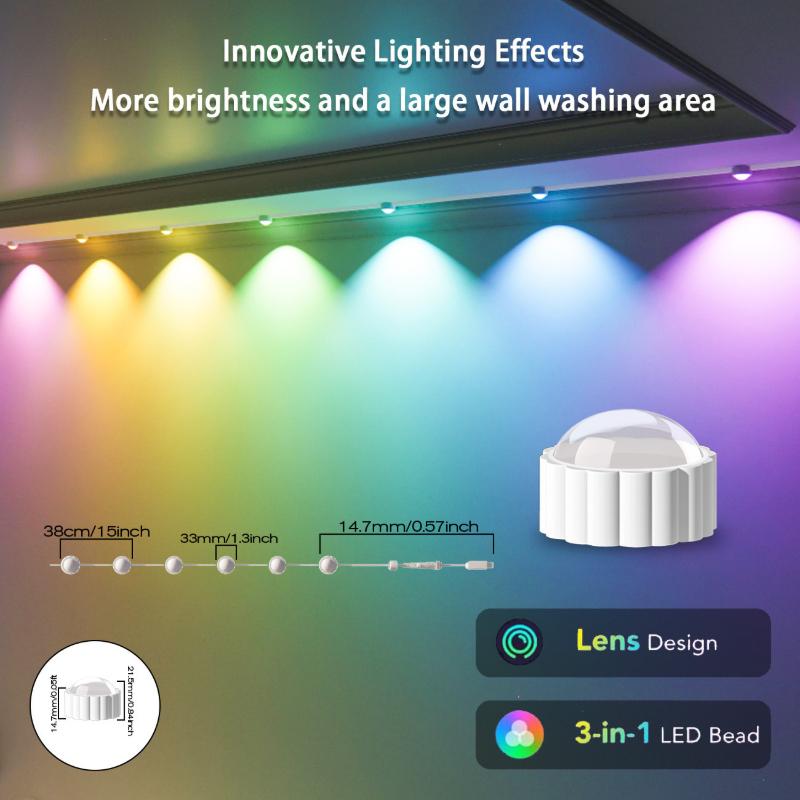 RGB Outdoor Eaves Lights - 50/100ft with 30/60 LEDs, Music Sync Party Lights