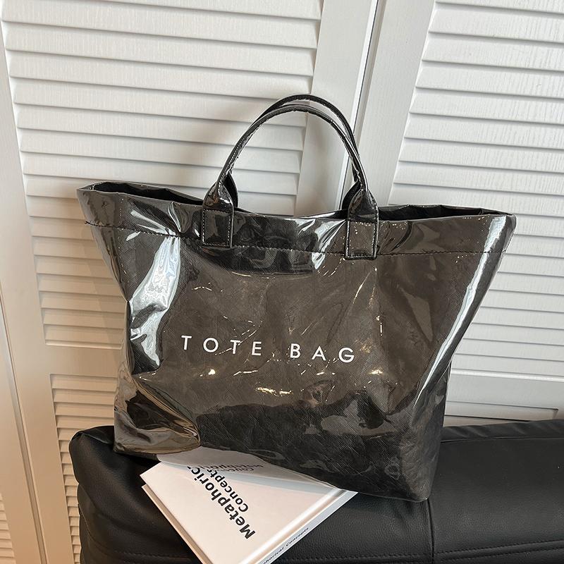 Women's Large Capacity Tote Bags Summer Casual Letter Waterproof Handbags 2025 New College Student Commuting Shopping Bag