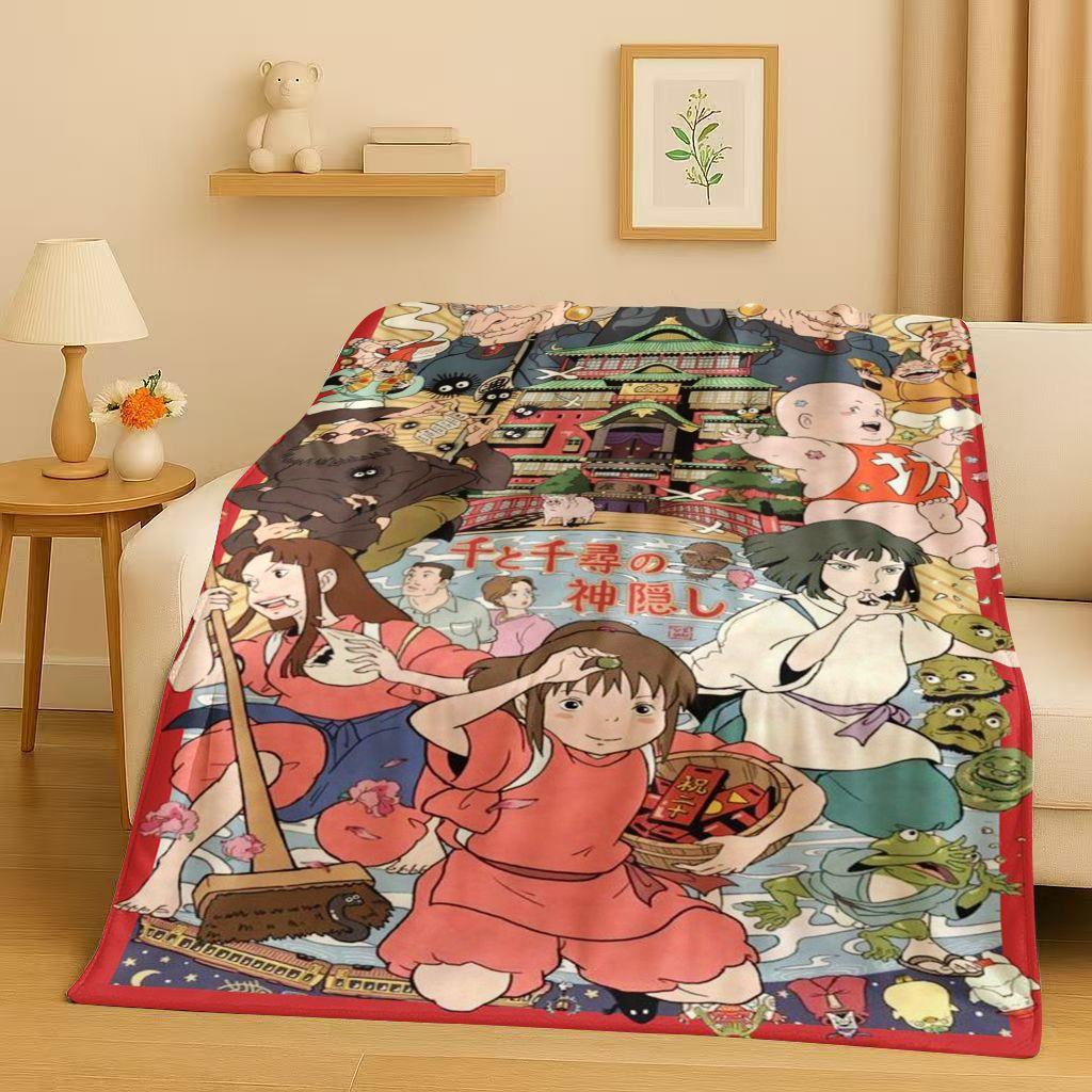 3D Retro Cartoon Spirited Away No Face Man Flannel Blanket,Ultra Soft Warm Plush Throw for Home Bedroom Bed Sofa Cover Kid Gift