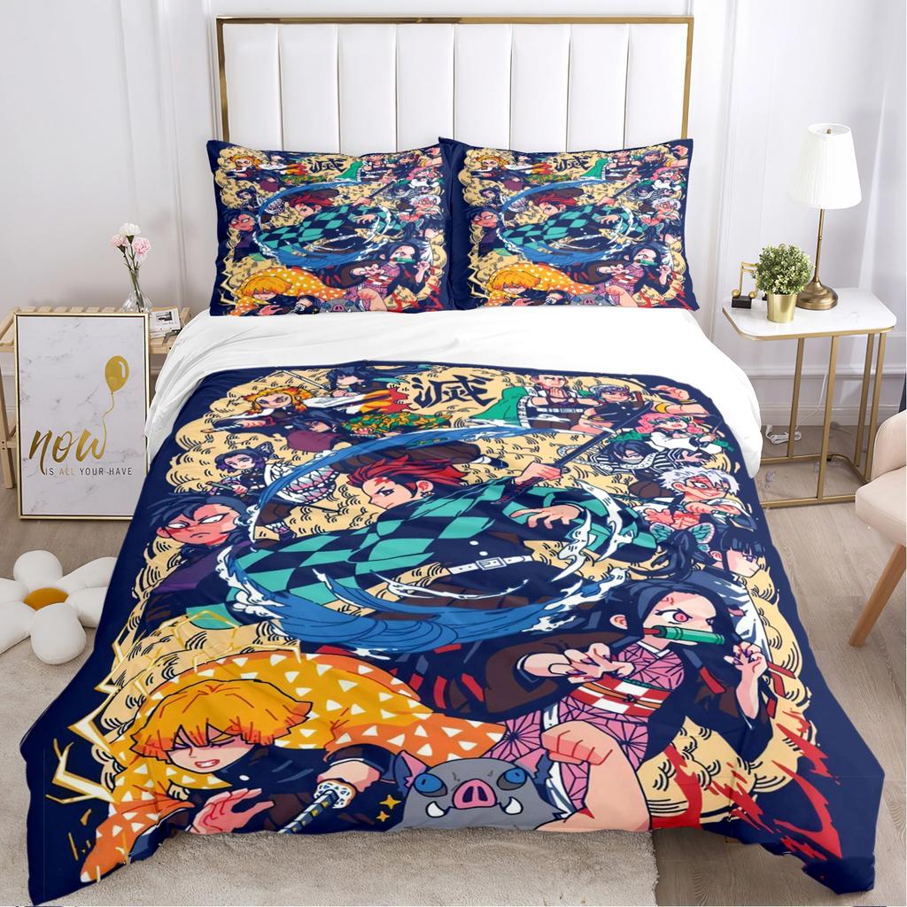 Comforter 3D Printing Demon Slayer Cartoon All Season Comforter Bedding Sets Soft And S Boy Single/Doubl