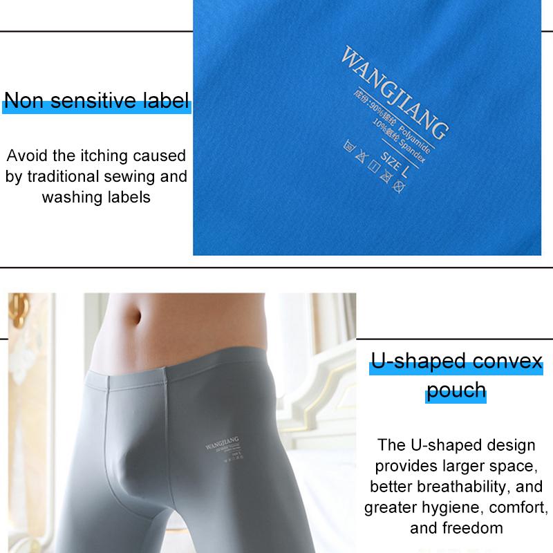 1Pc Men Sports Ice Silk Long Solid Color Sexy Tight Leggings Elastic Nylon/Polyamide Underwear
