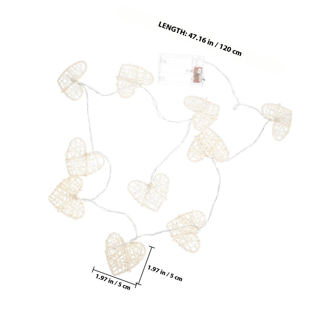 1.2m Heart Shaped LED Light String 10 Lamps Warm White Long Life Powered Low Consumption High Brightness for Wedding