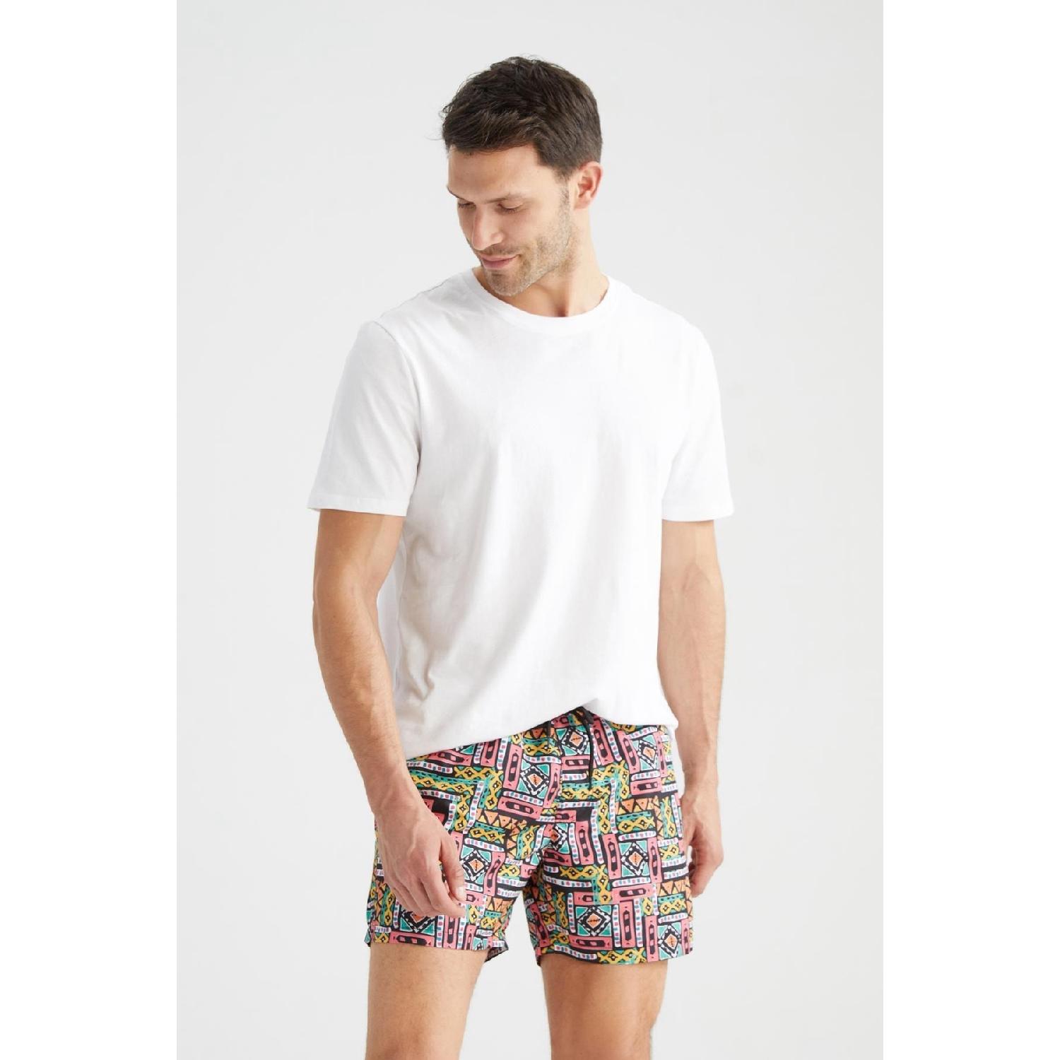 

Above Knee Ethnic Patterned Marine Shorts