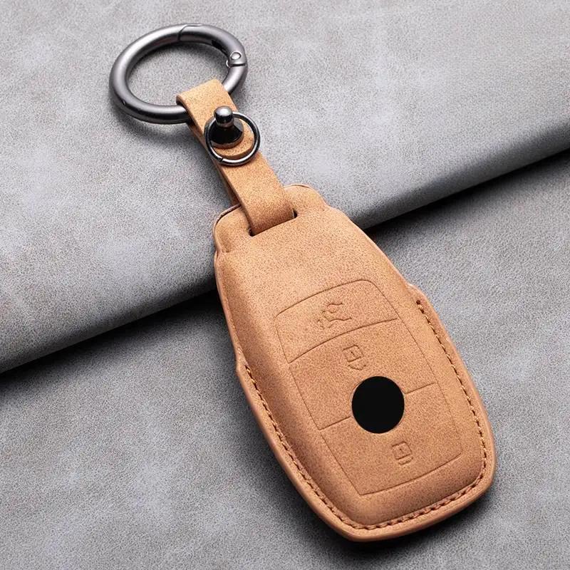 Leder Autoschlüssel Hülle Abdeckung Halter Schlüsselanhänger Fob für Mercedes Benz E-Klasse C-Klasse S-Klasse GLC E200 E400 E63 W213 S550 S560